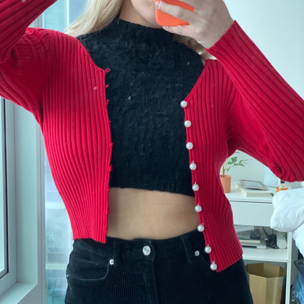 Verge Girl Red Button Sweater